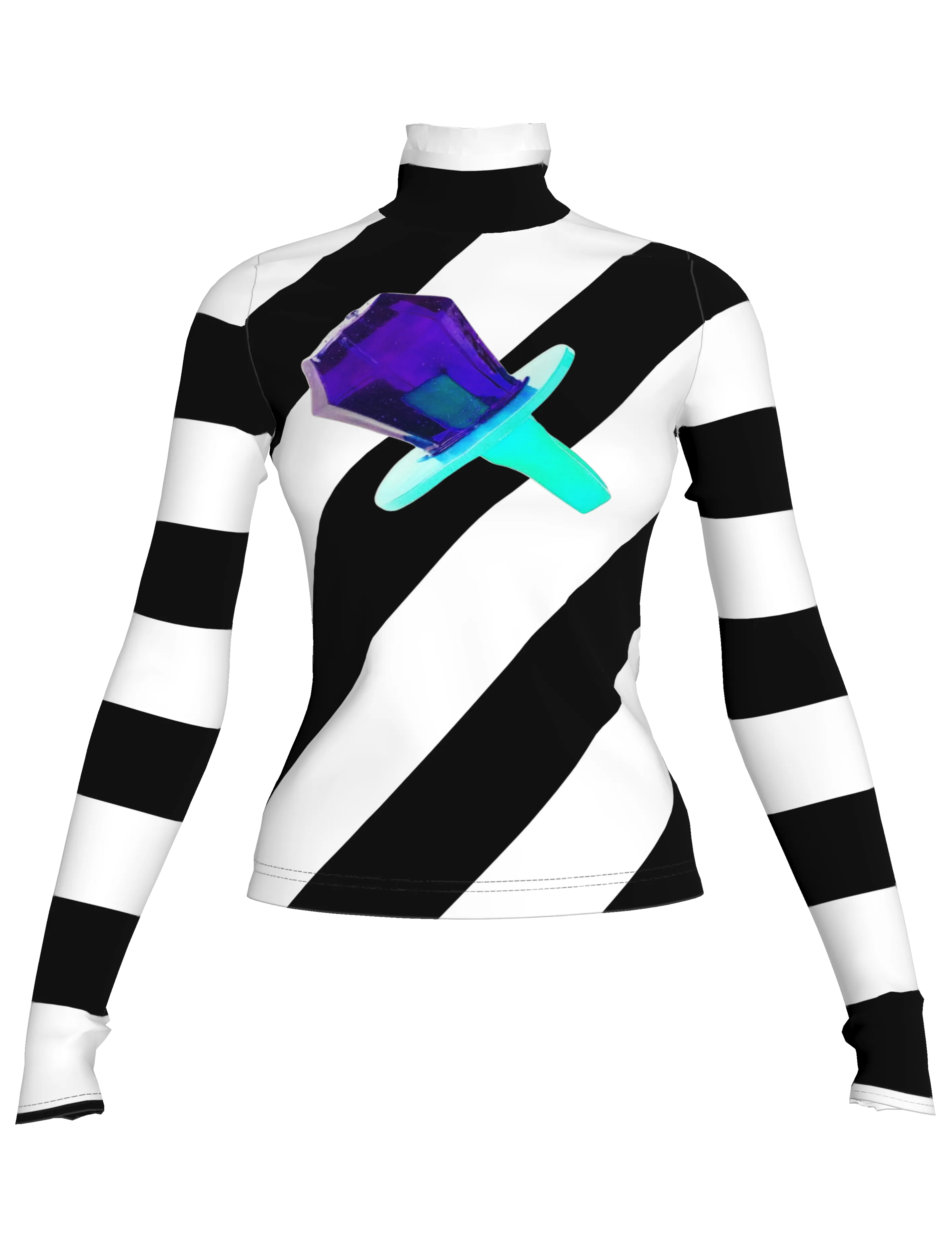 Black and White Ring Pop Stripe Turtleneck