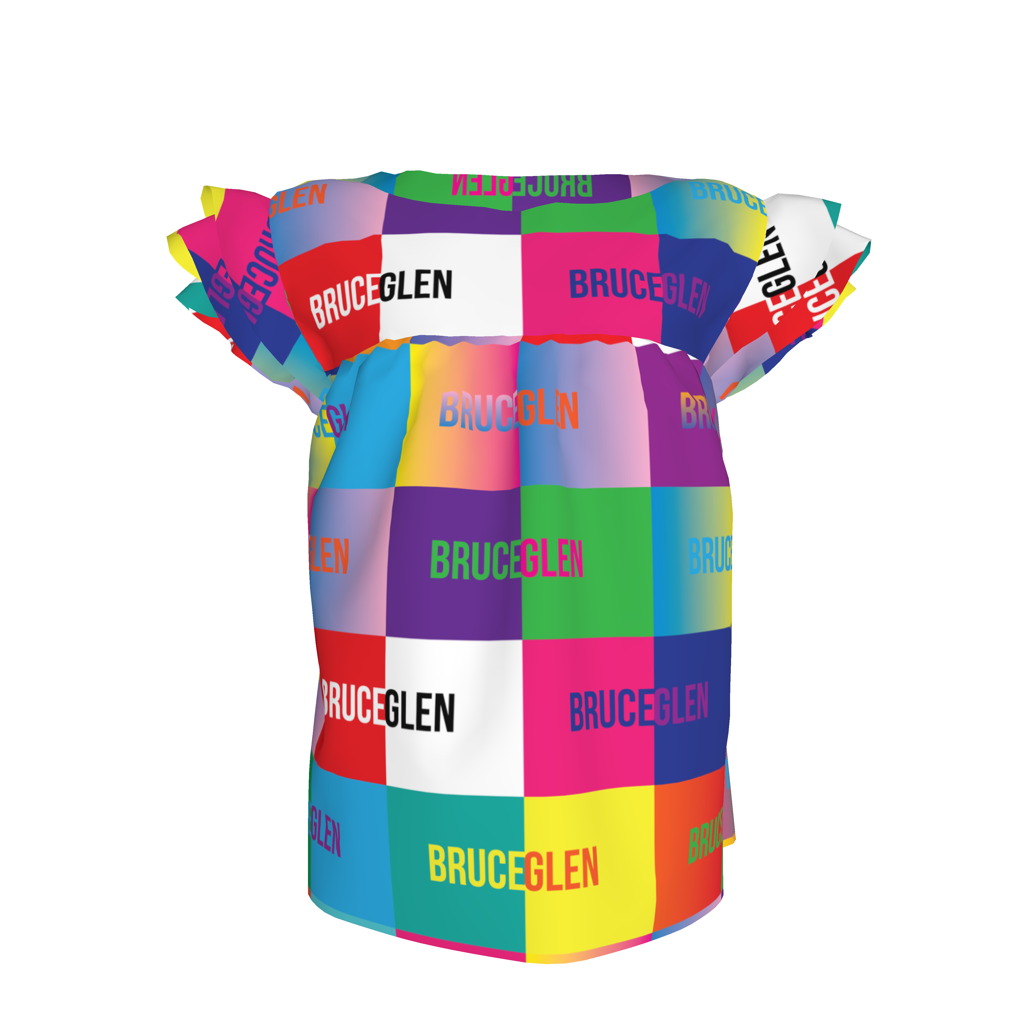 BruceGlen Logo Blocks Kid's Ruffle Sleeve Top