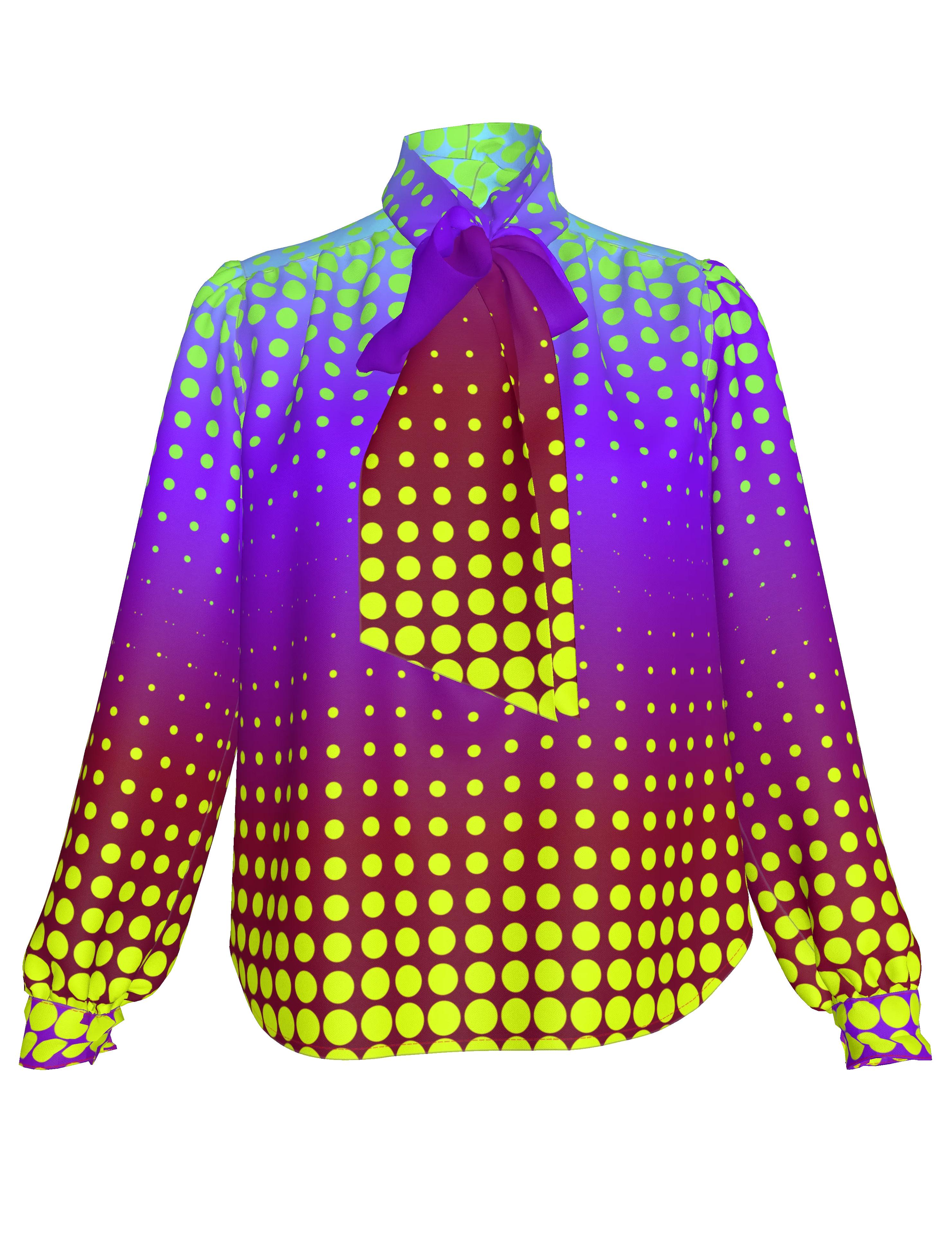 Ombre dot Bow Blouse