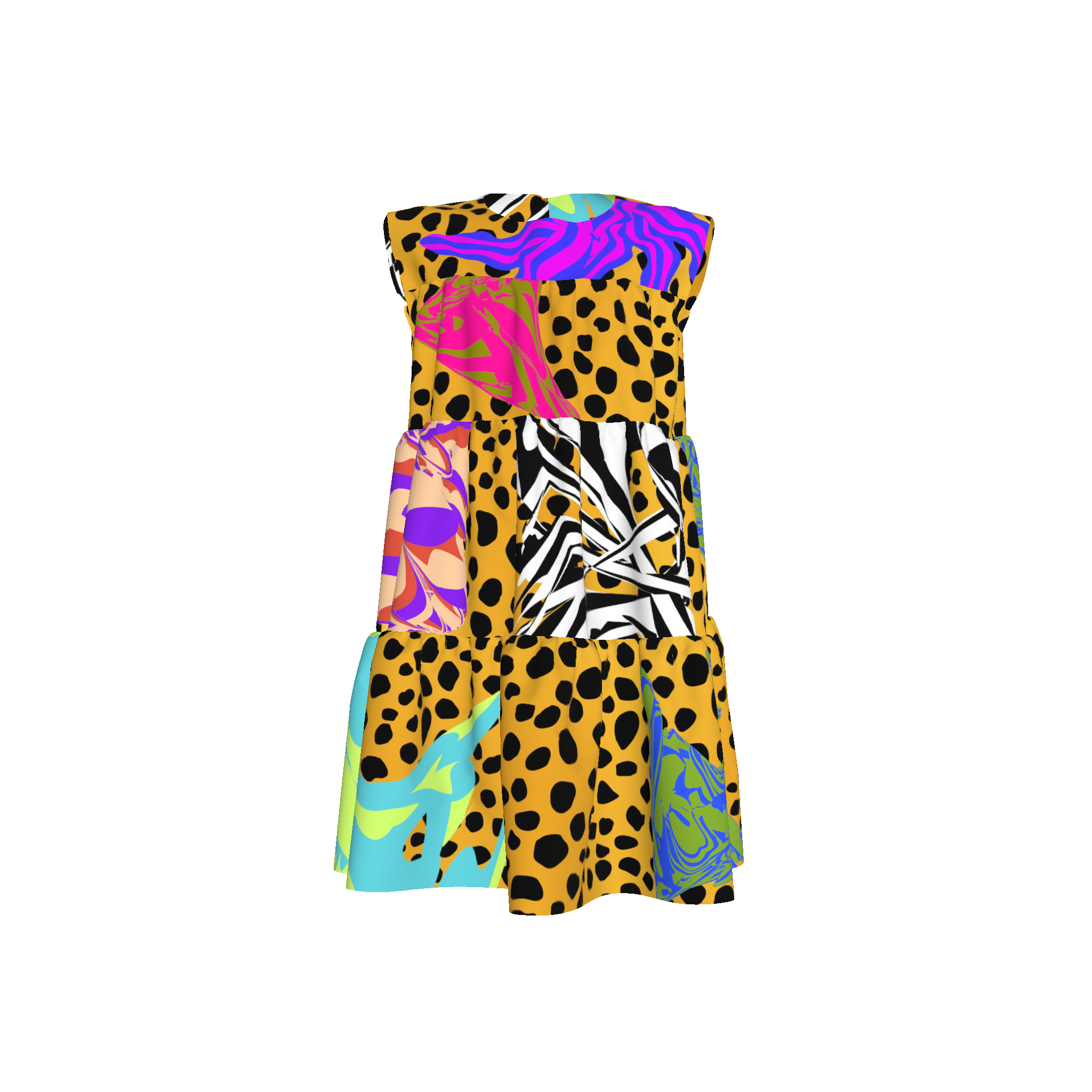 BruceGlen Cheetah Scramble Tiered Dress