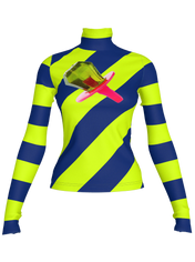 Lime and Navy Ring Pop Stripe Turtleneck