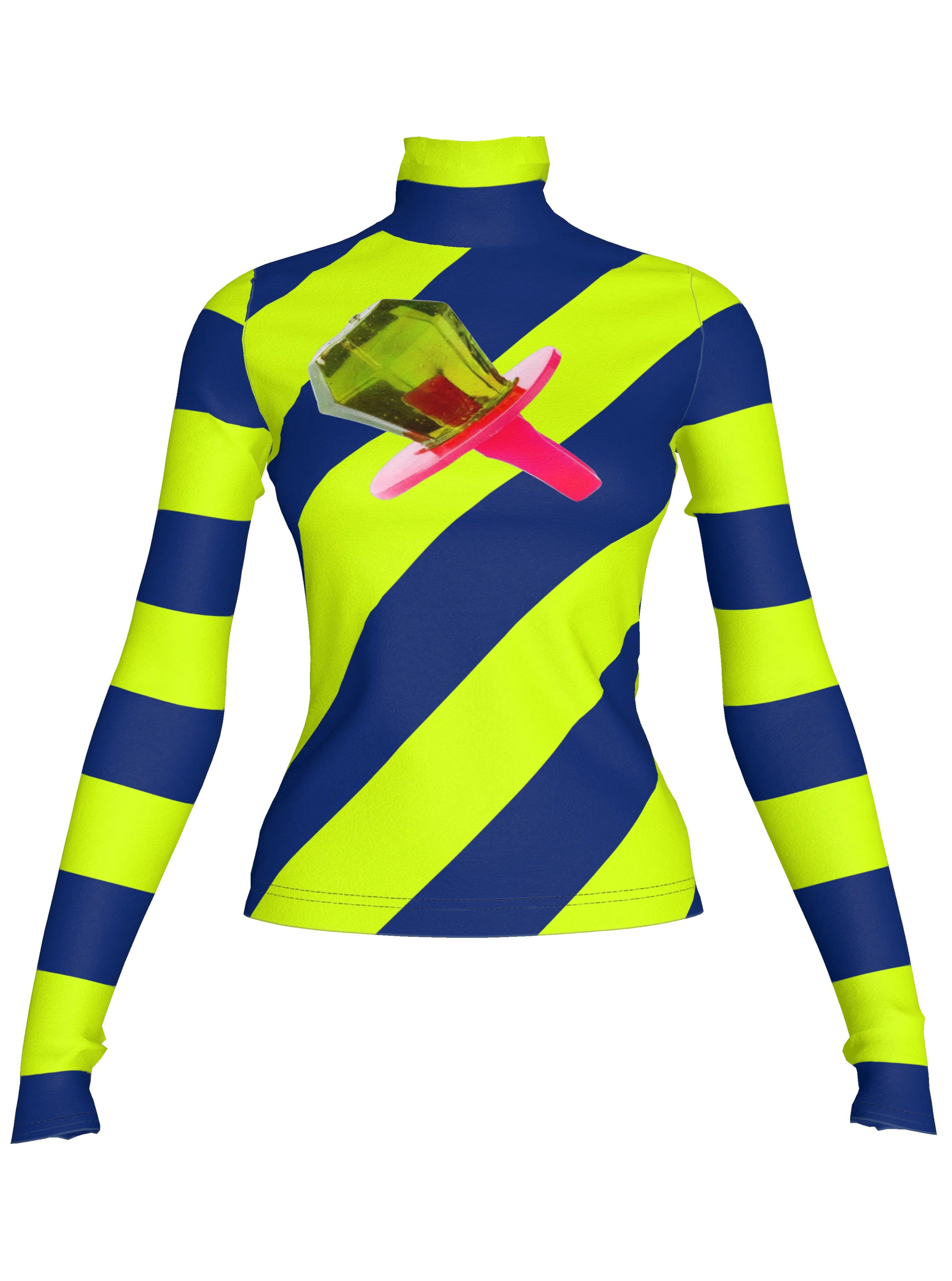 Lime and Navy Ring Pop Stripe Turtleneck