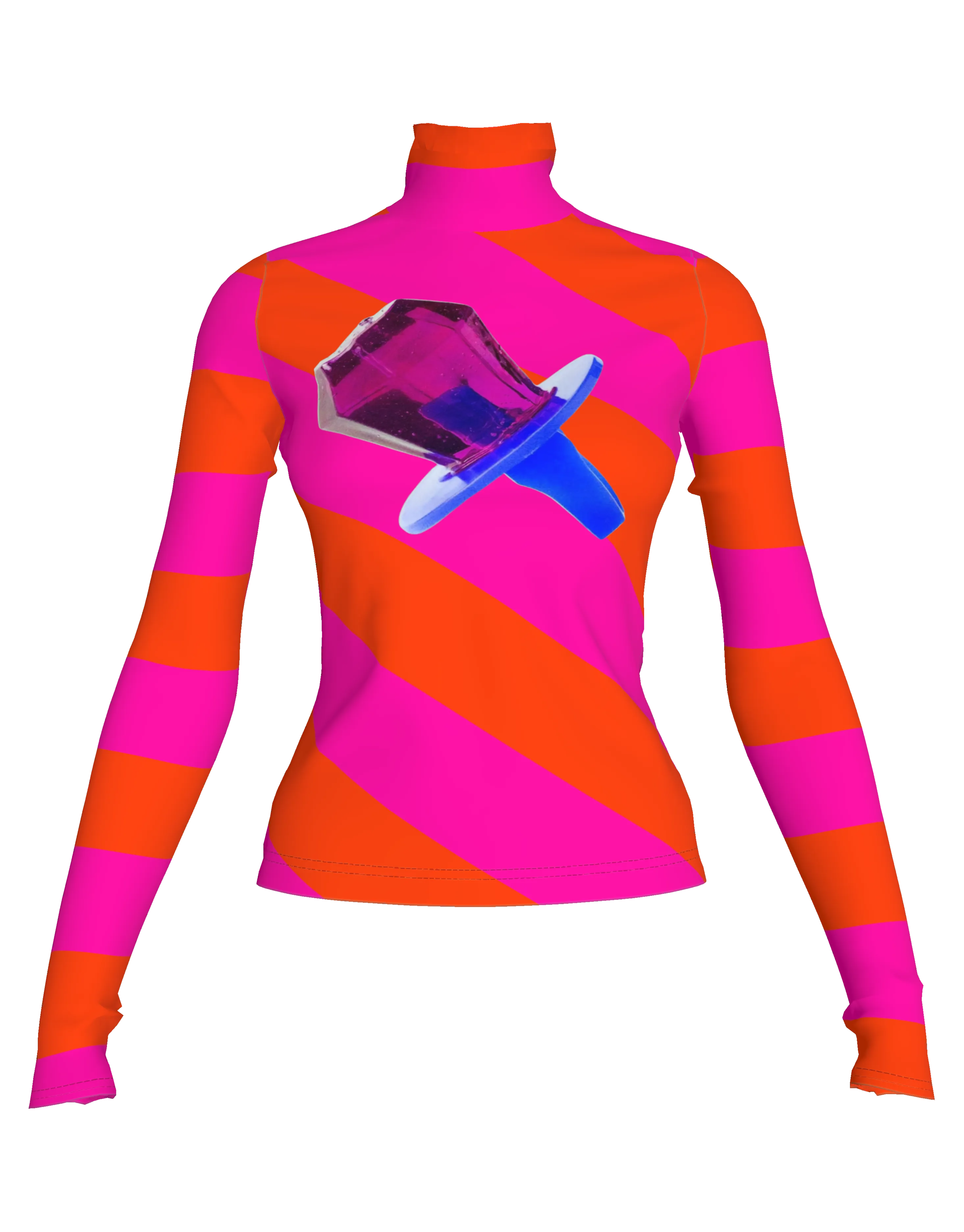 Pink and Orange Ring Pop Stripe Turtleneck