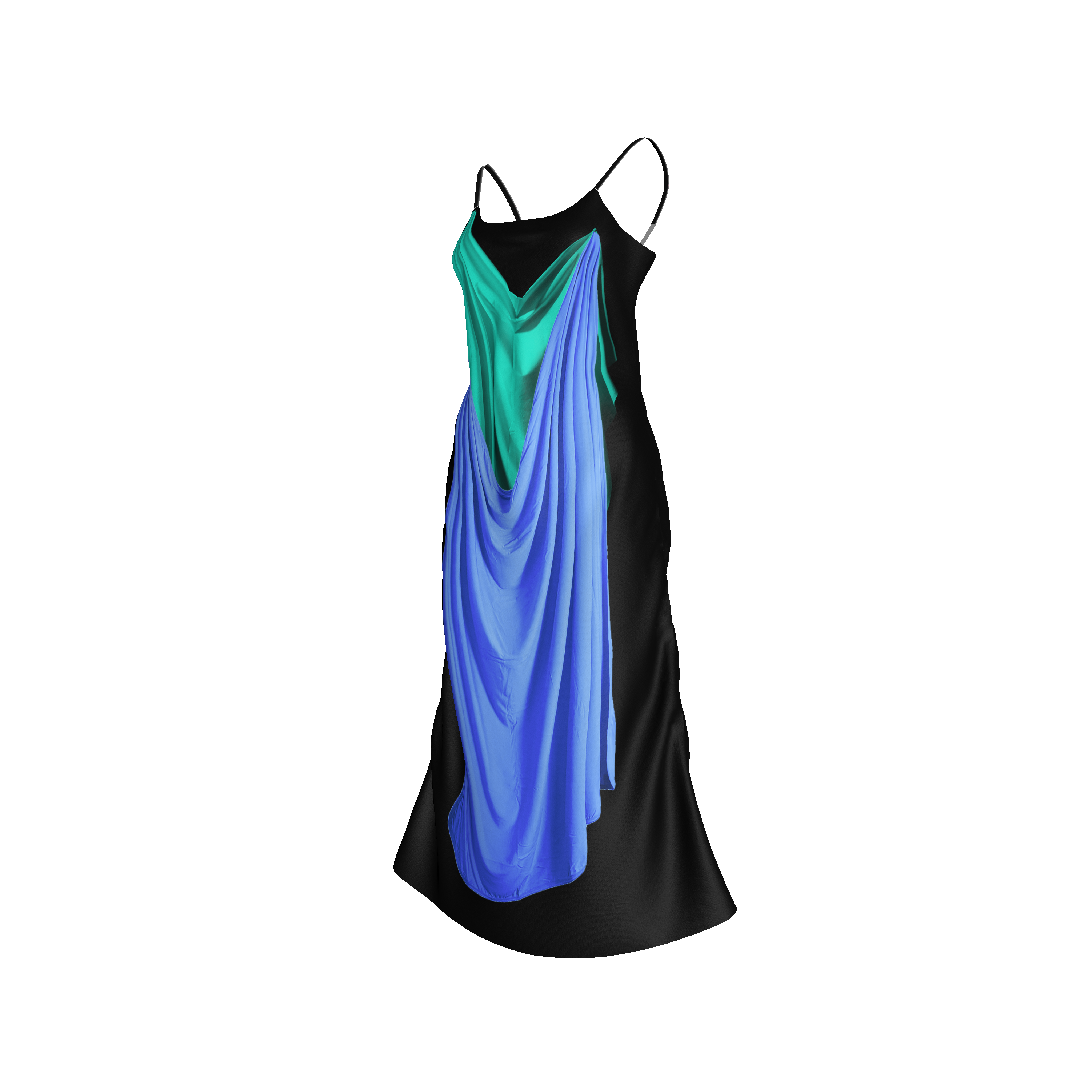 Black Double Drape Slip Dress