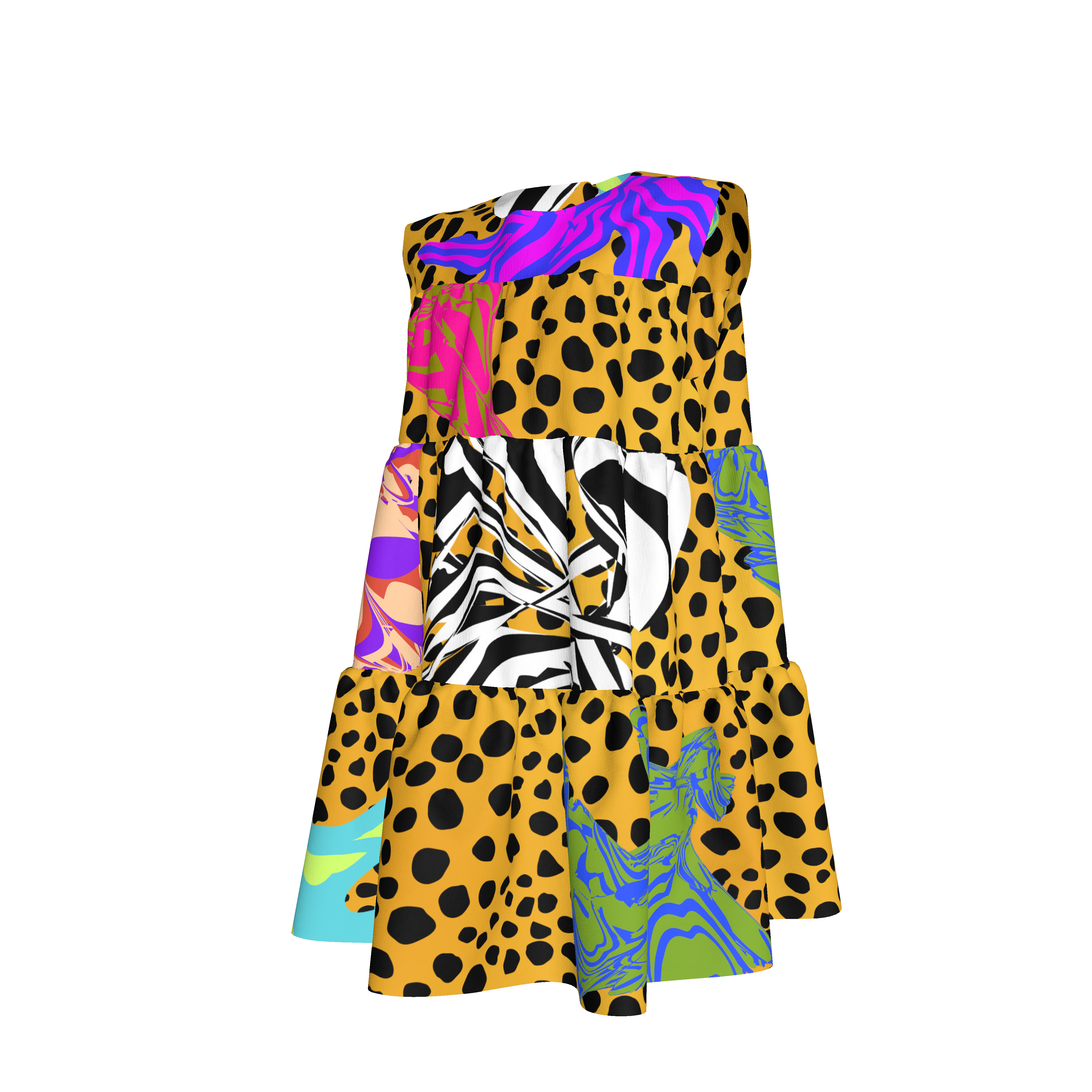 BruceGlen Cheetah Scramble Tiered Dress