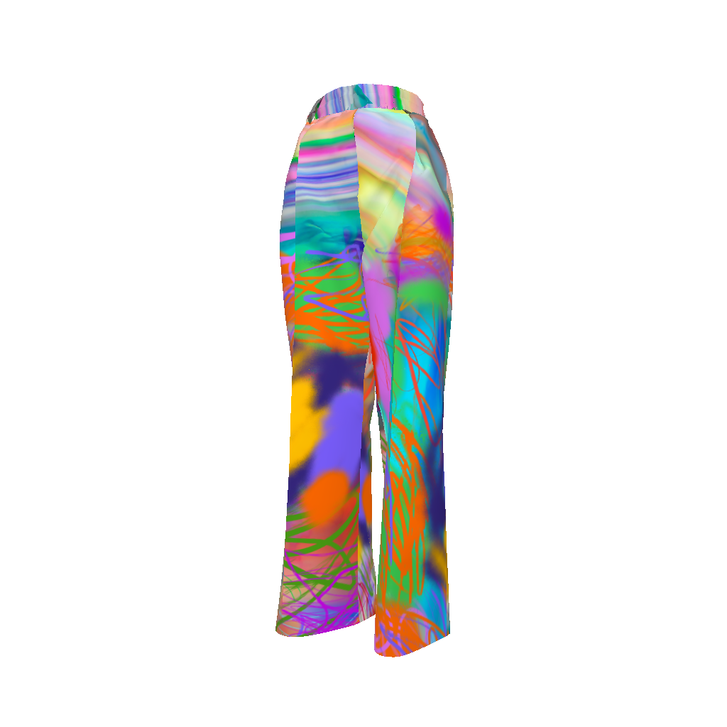 Rainbow Rock Scribble Hi-Waist Pleated Wide Leg Pant