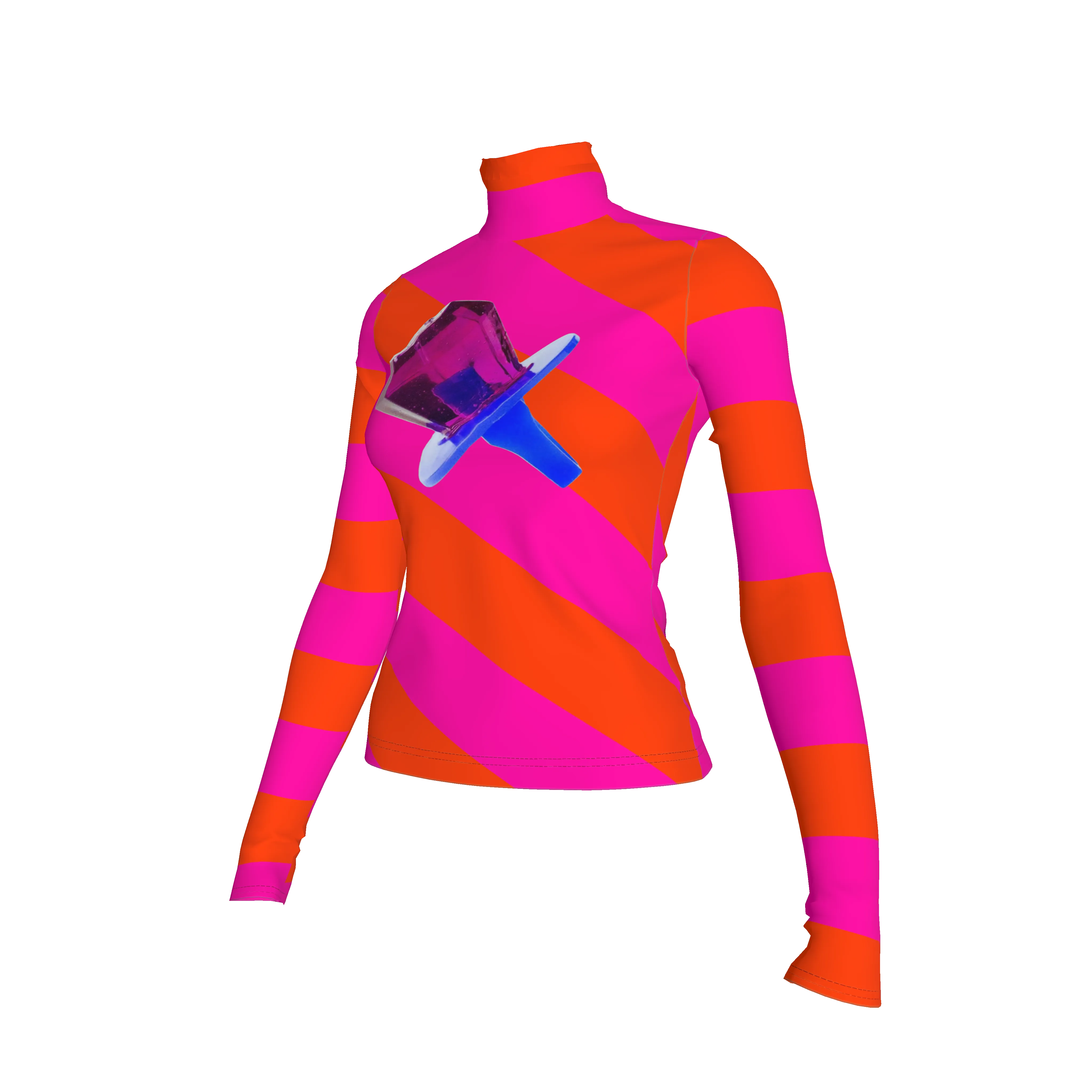Pink and Orange Ring Pop Stripe Turtleneck