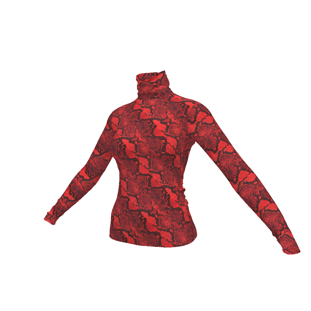 Red Python Printed Turtleneck