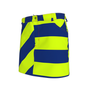 Navy and Neon Striped Denim Mini Skirt