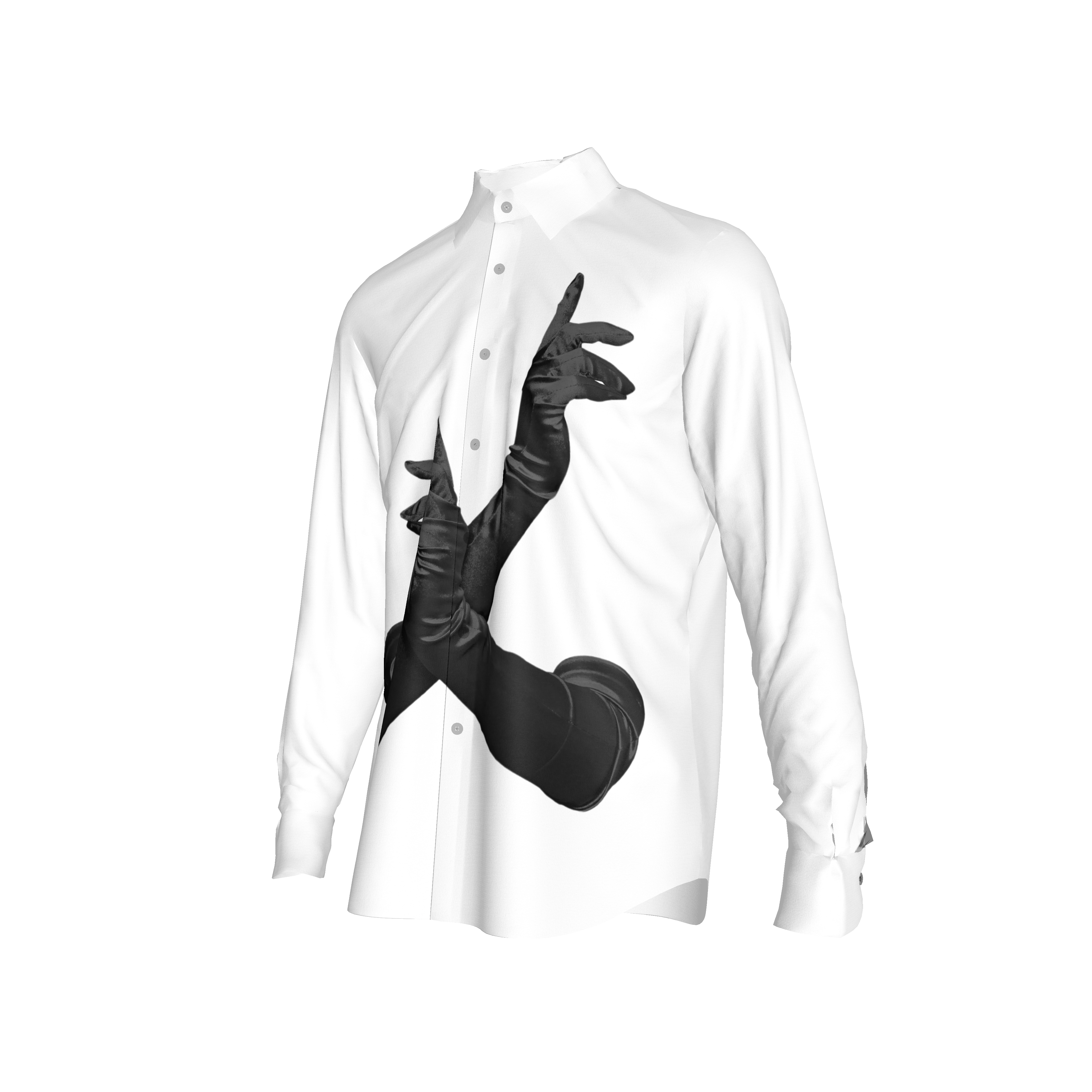 White Gloved One Stretch Silk Button-Up