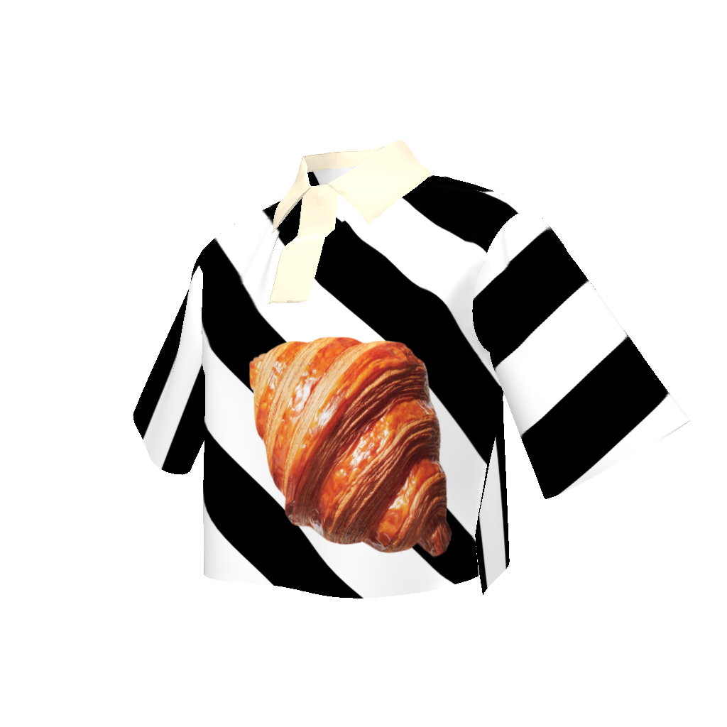 Black and White Stripe Croissant Stripe Rugby Polo