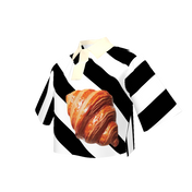 Black and White Stripe Croissant Stripe Rugby Polo