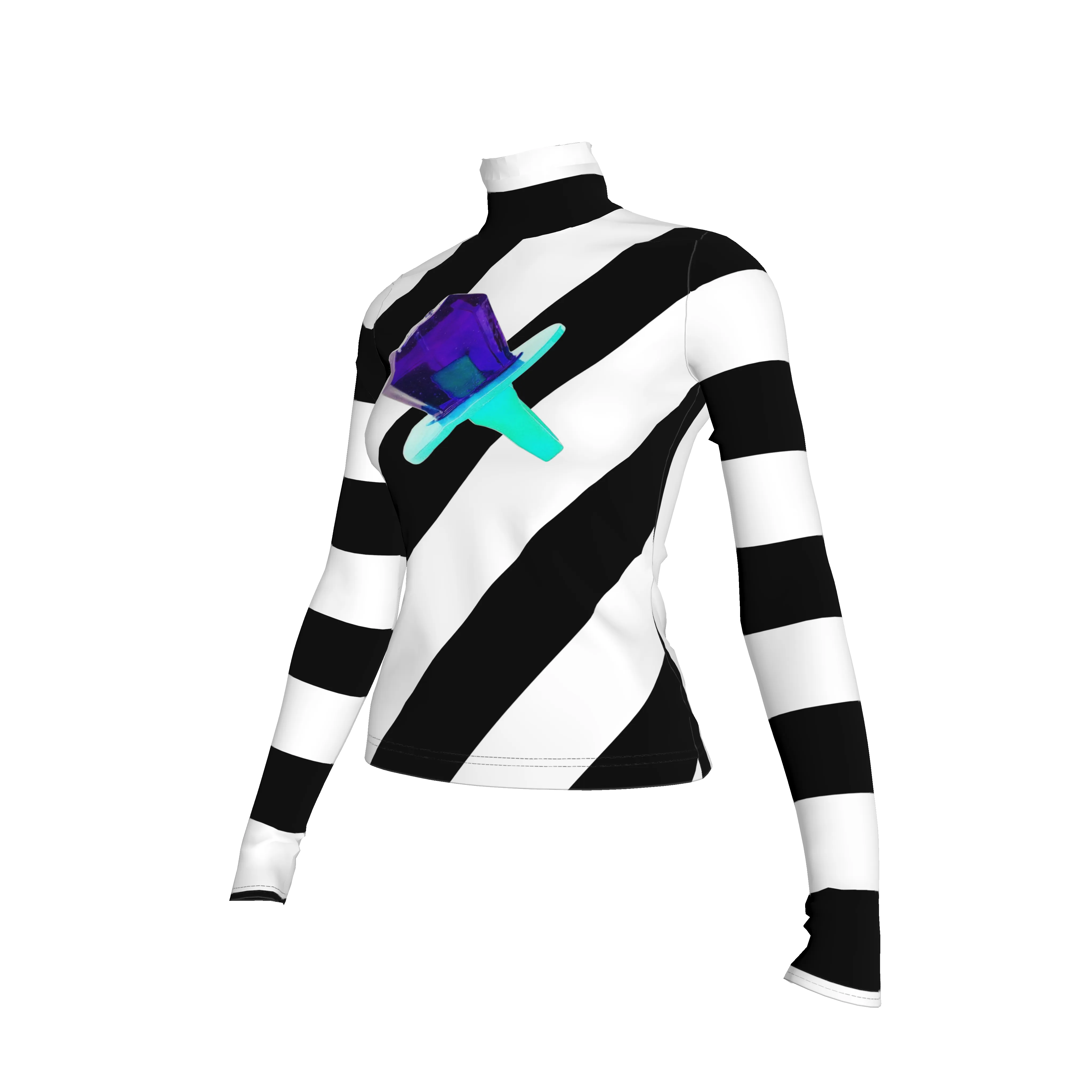 Black and White Ring Pop Stripe Turtleneck
