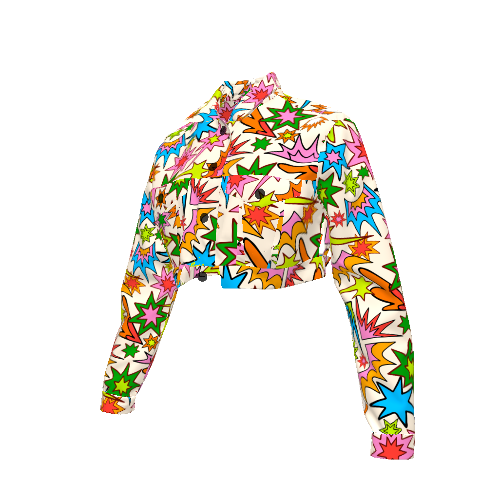 Play Print Cropped Denim Jacket