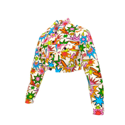 Play Print Cropped Denim Jacket