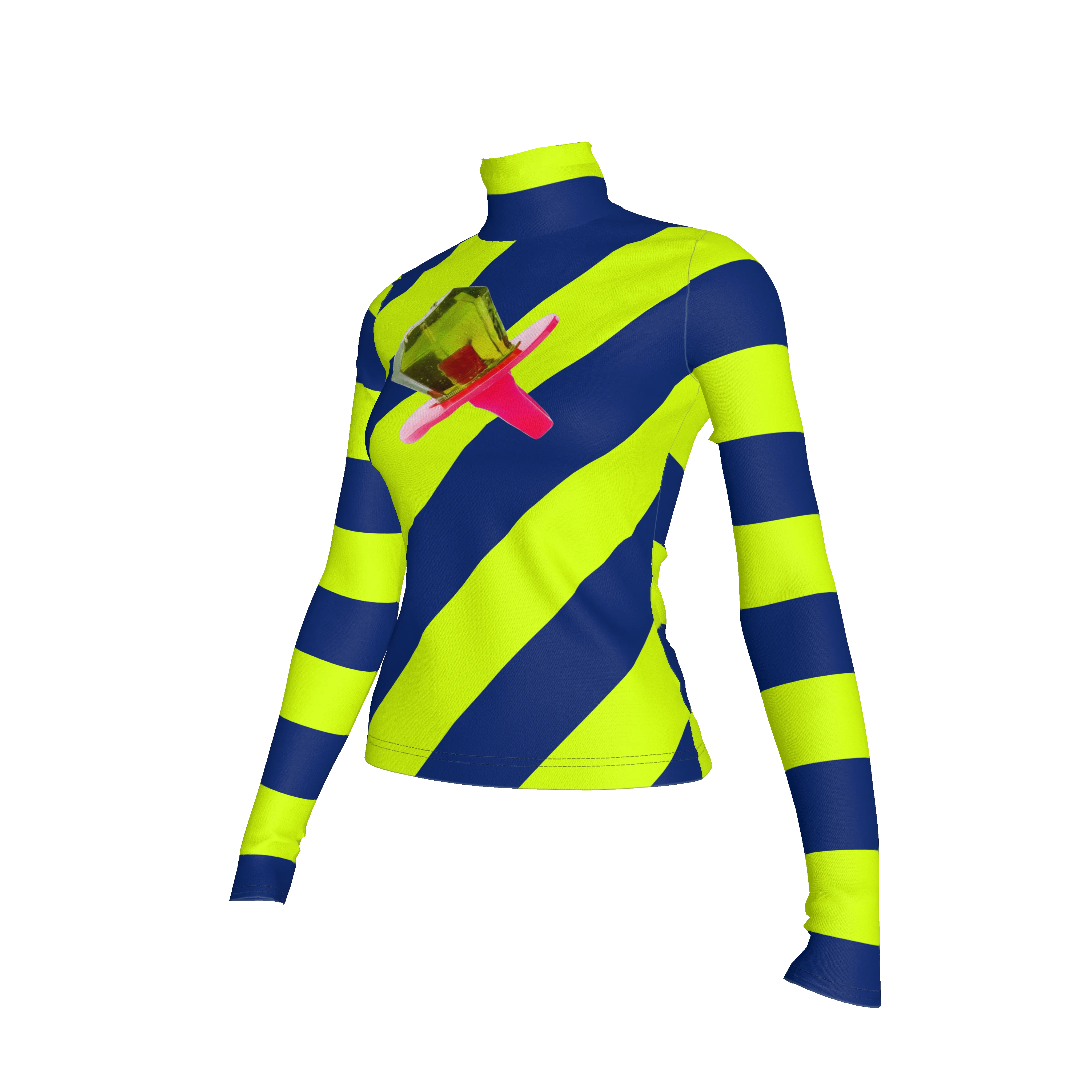 Lime and Navy Ring Pop Stripe Turtleneck