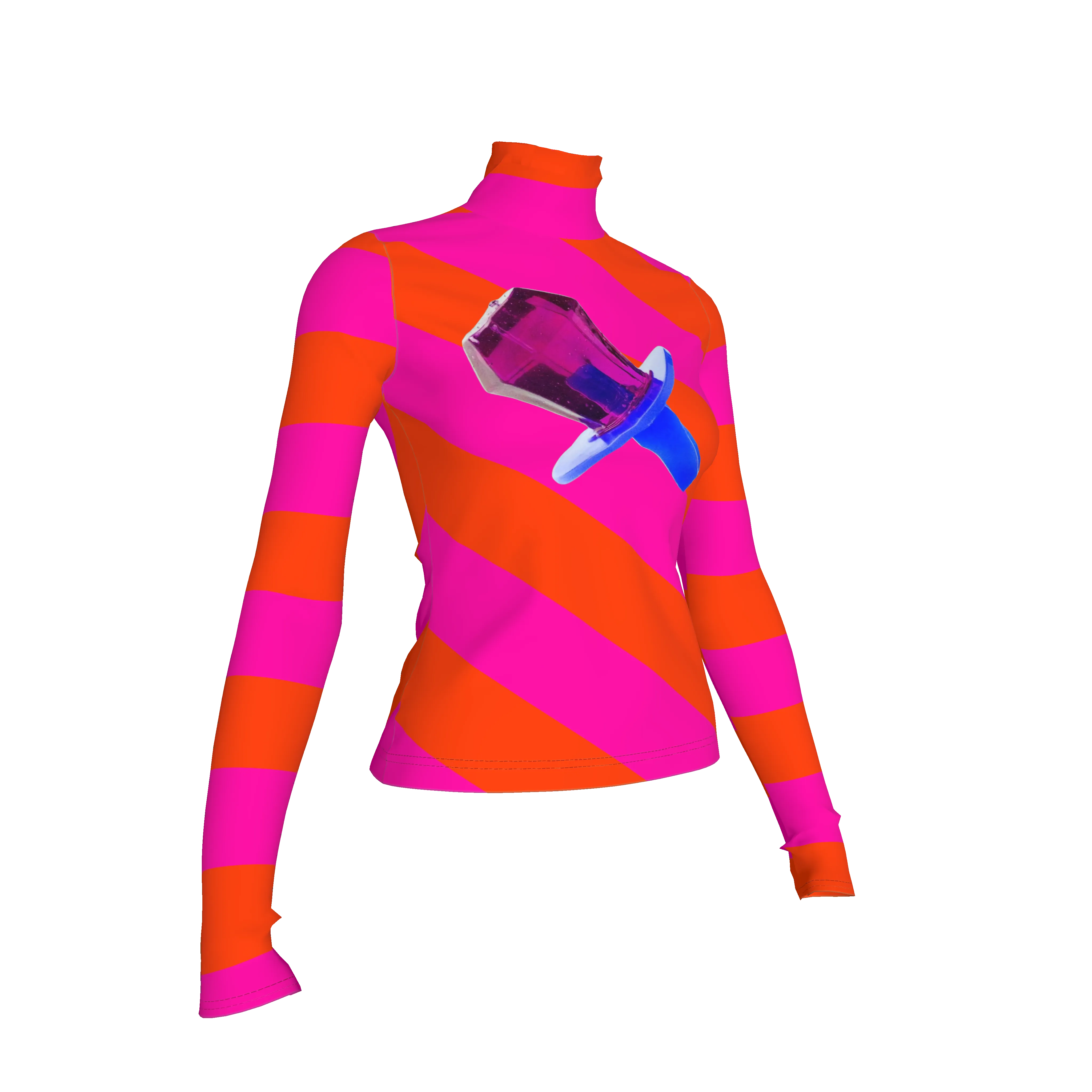 Pink and Orange Ring Pop Stripe Turtleneck