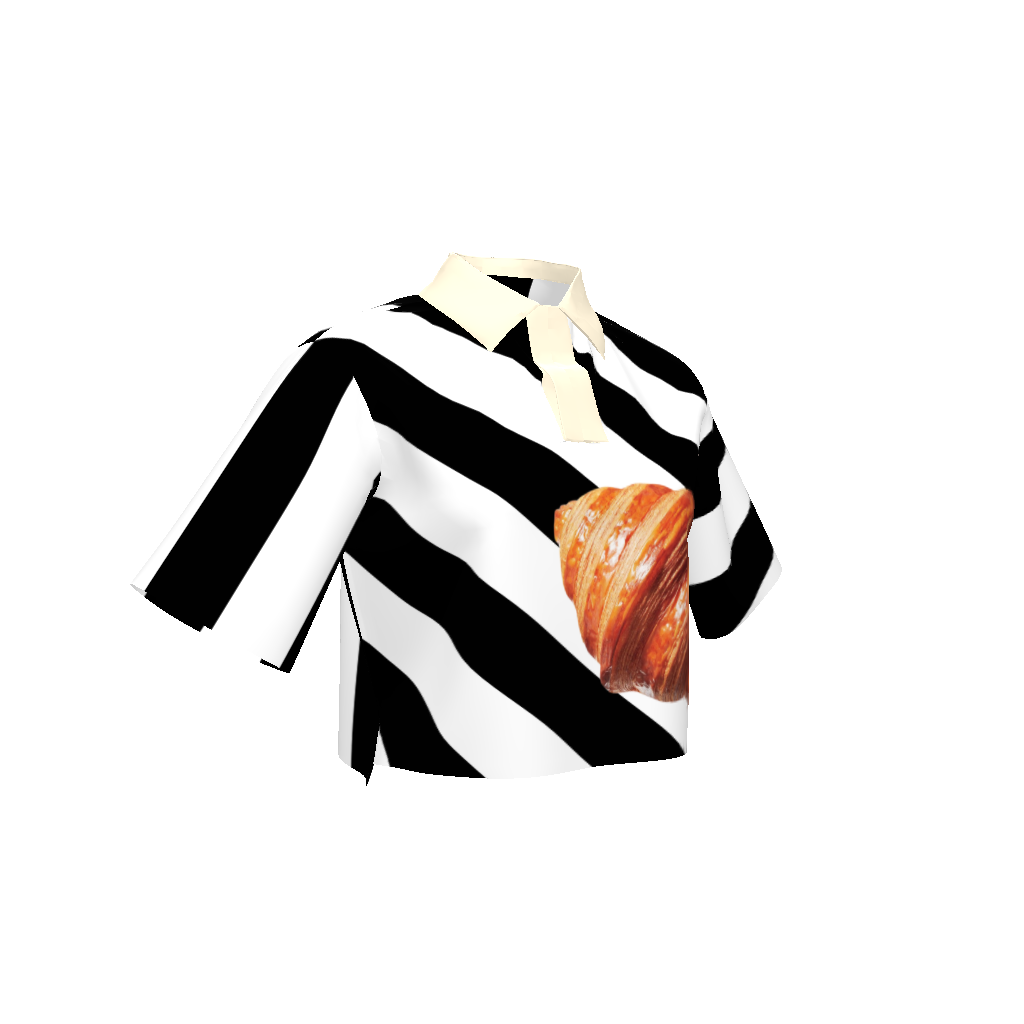 Black and White Stripe Croissant Stripe Rugby Polo