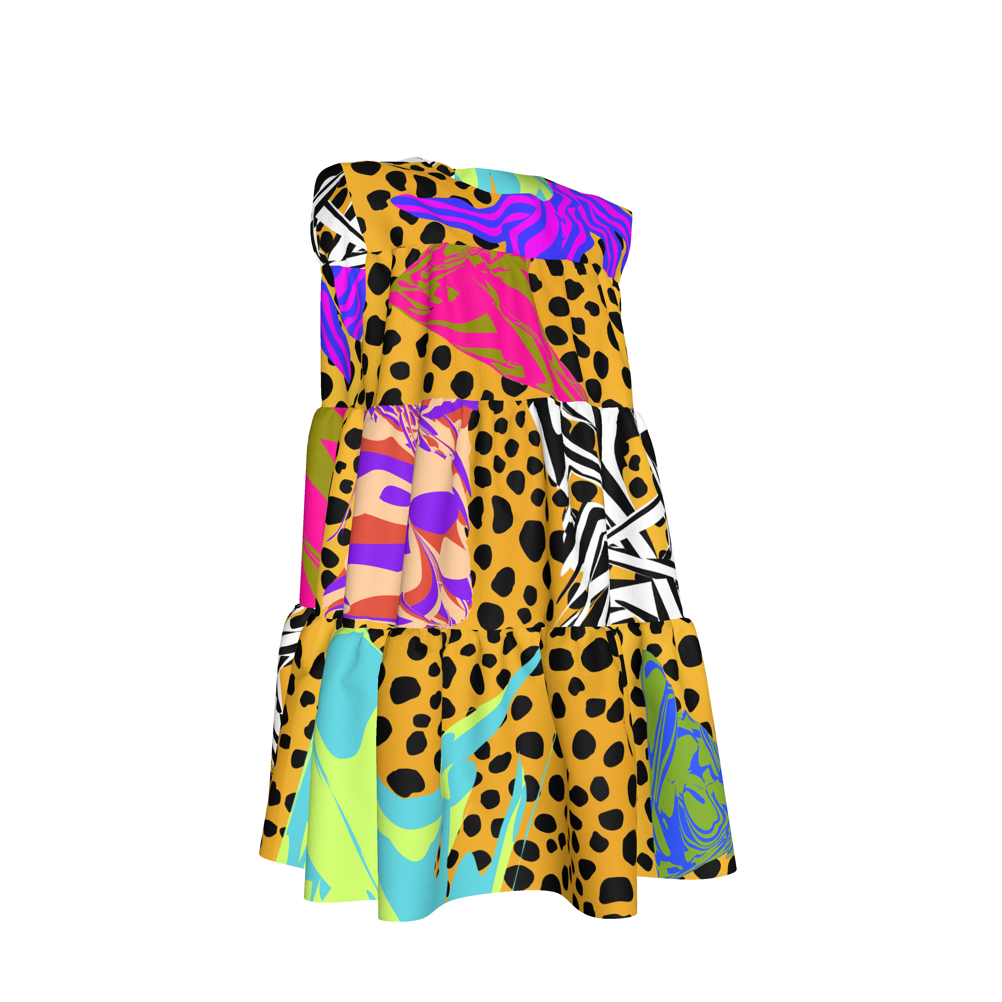 BruceGlen Cheetah Scramble Tiered Dress