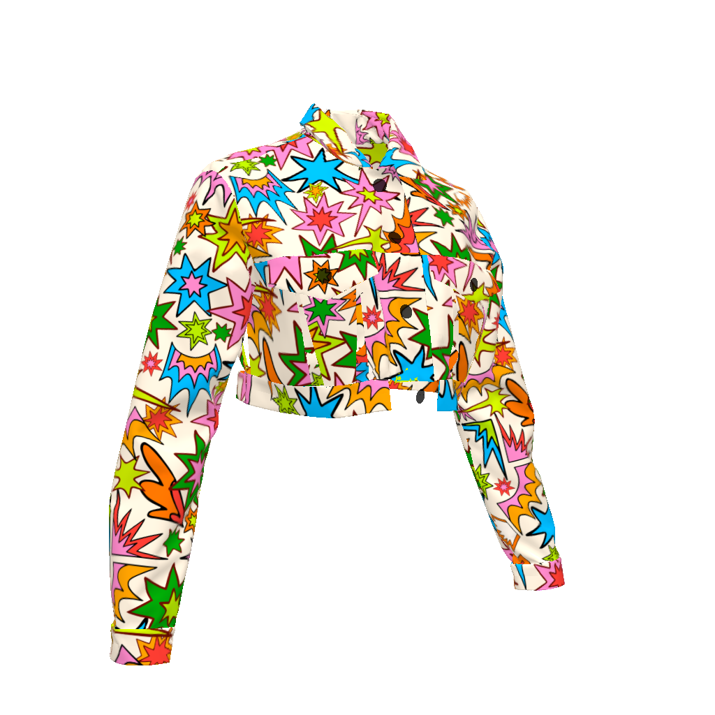 Play Print Cropped Denim Jacket