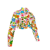 Play Print Cropped Denim Jacket
