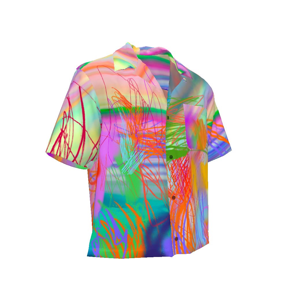 Rainbow Rock Scribbles Croped Camp Shirt