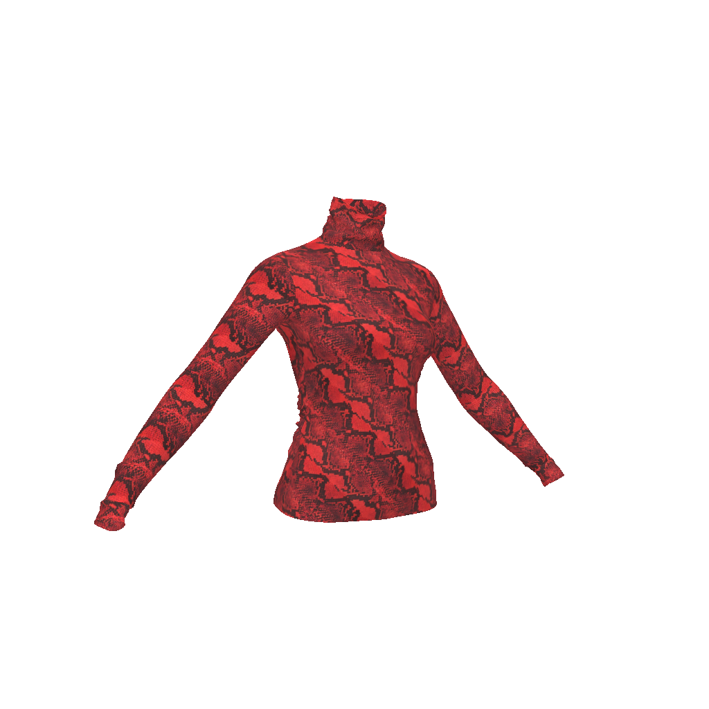 Red Python Printed Turtleneck