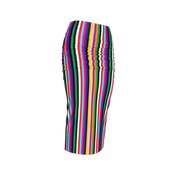 Circus Stripe Ruched Midi Knit Skirt