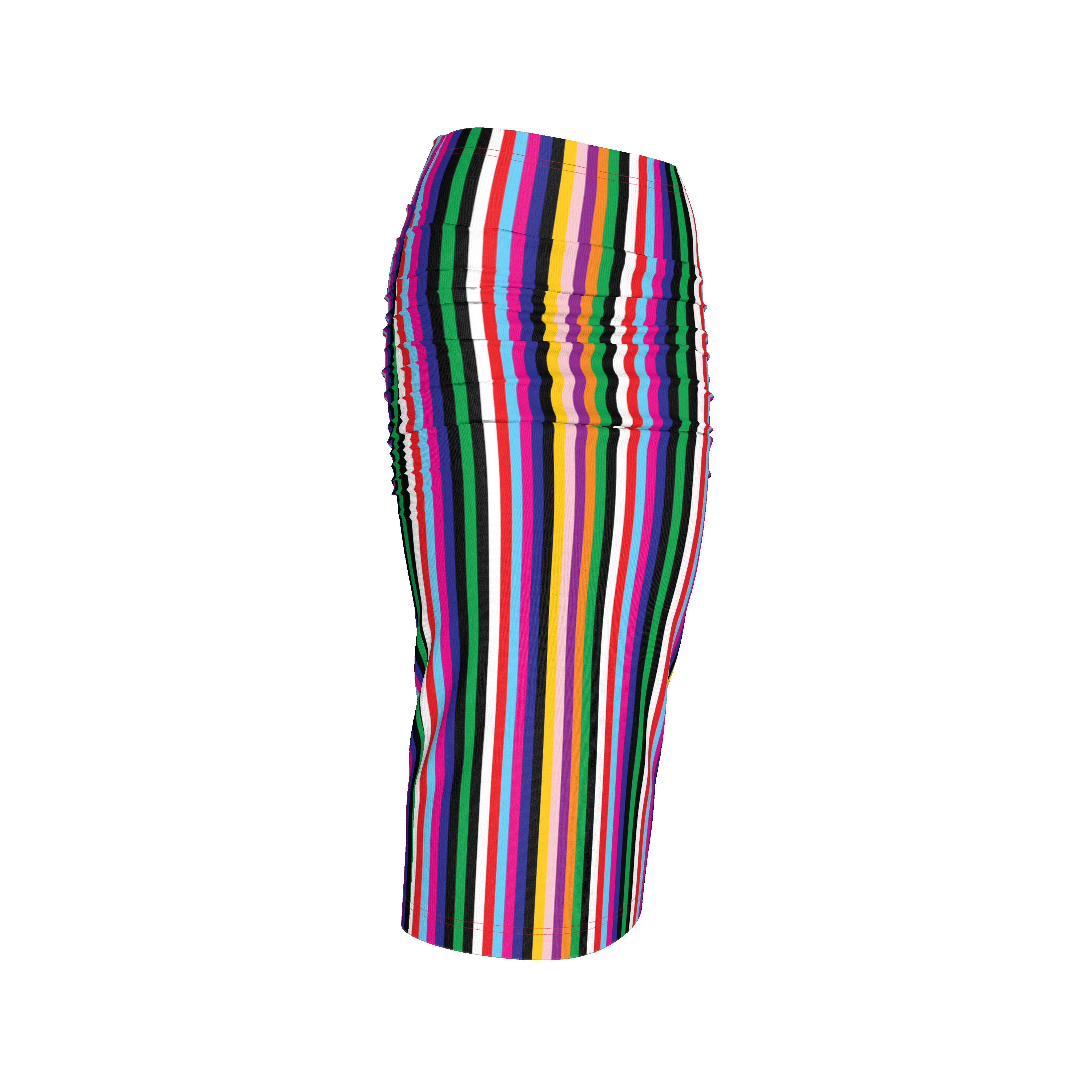 Circus Stripe Ruched Midi Knit Skirt