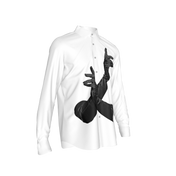 White Gloved One Stretch Silk Button-Up