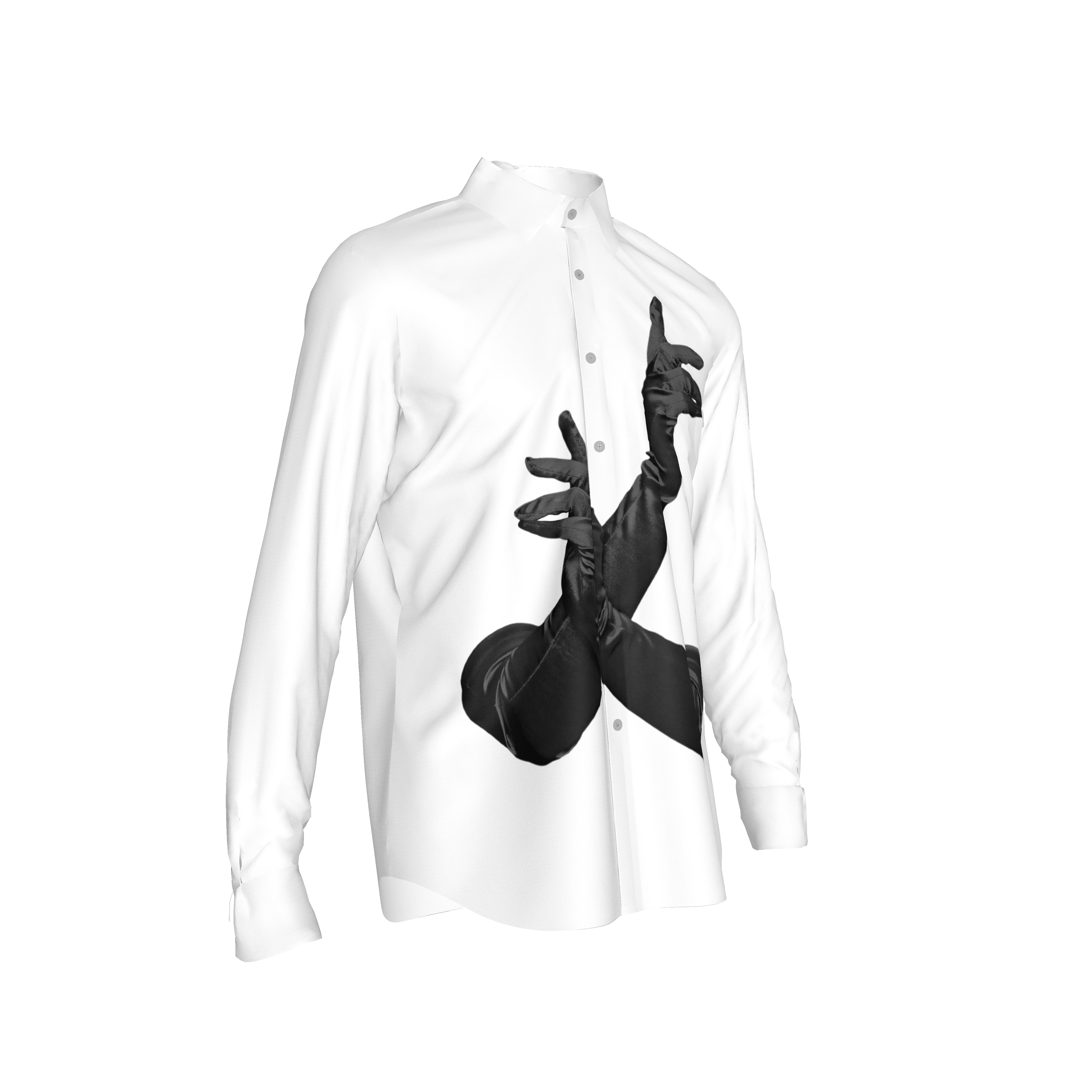 White Gloved One Stretch Silk Button-Up
