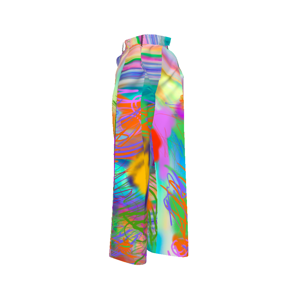 Rainbow Rock Scribble Hi-Waist Pleated Wide Leg Pant