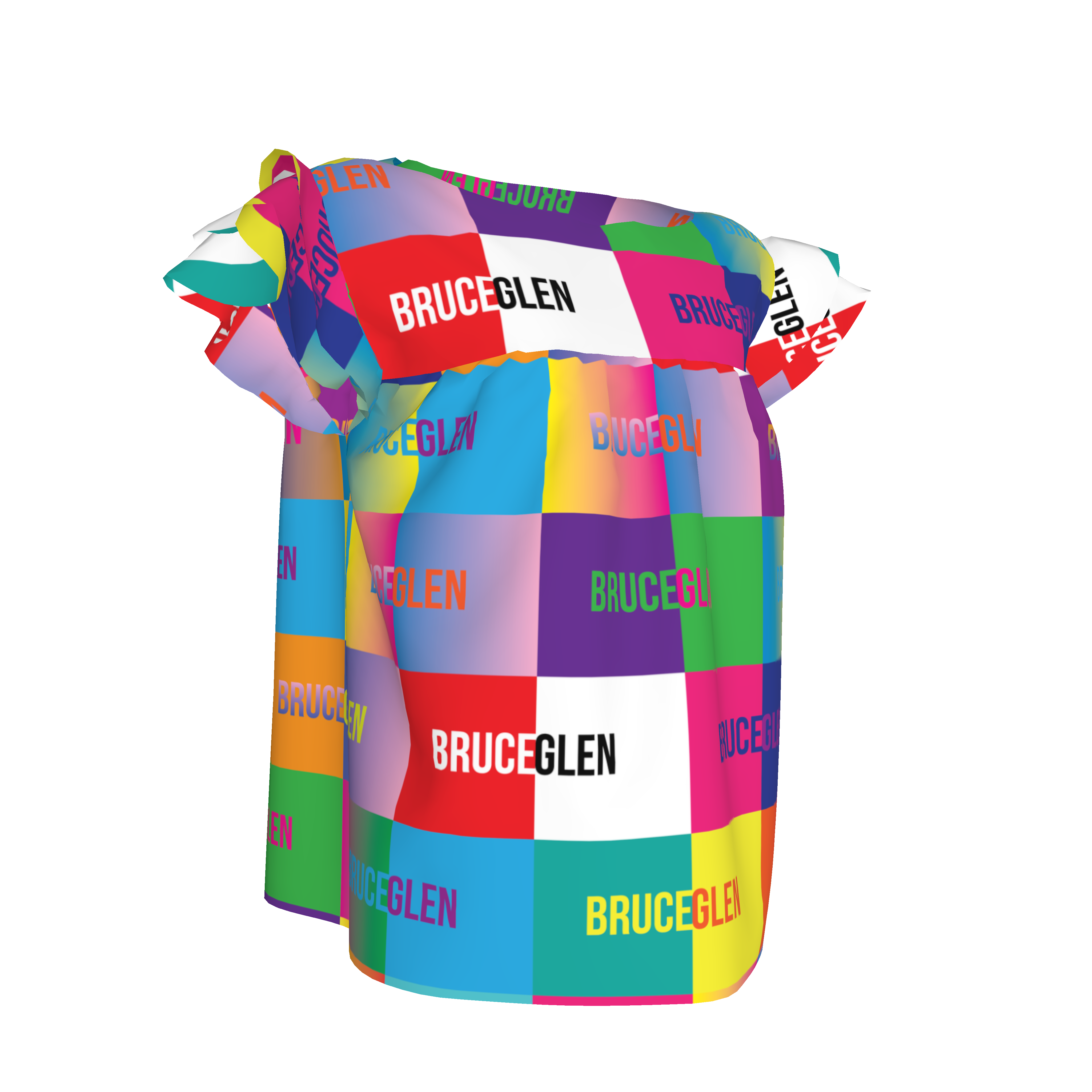 BruceGlen Logo Blocks Kid's Ruffle Sleeve Top