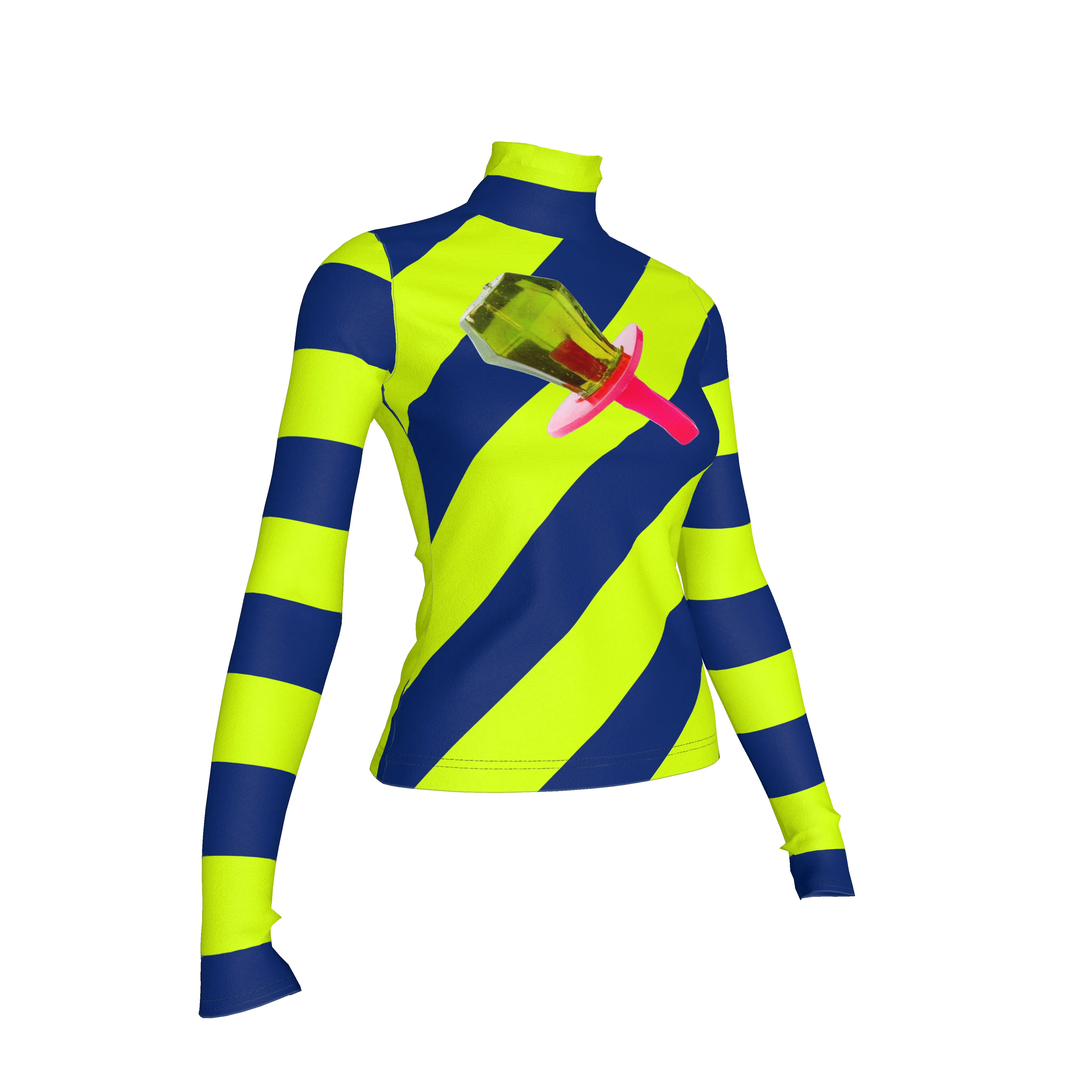 Lime and Navy Ring Pop Stripe Turtleneck
