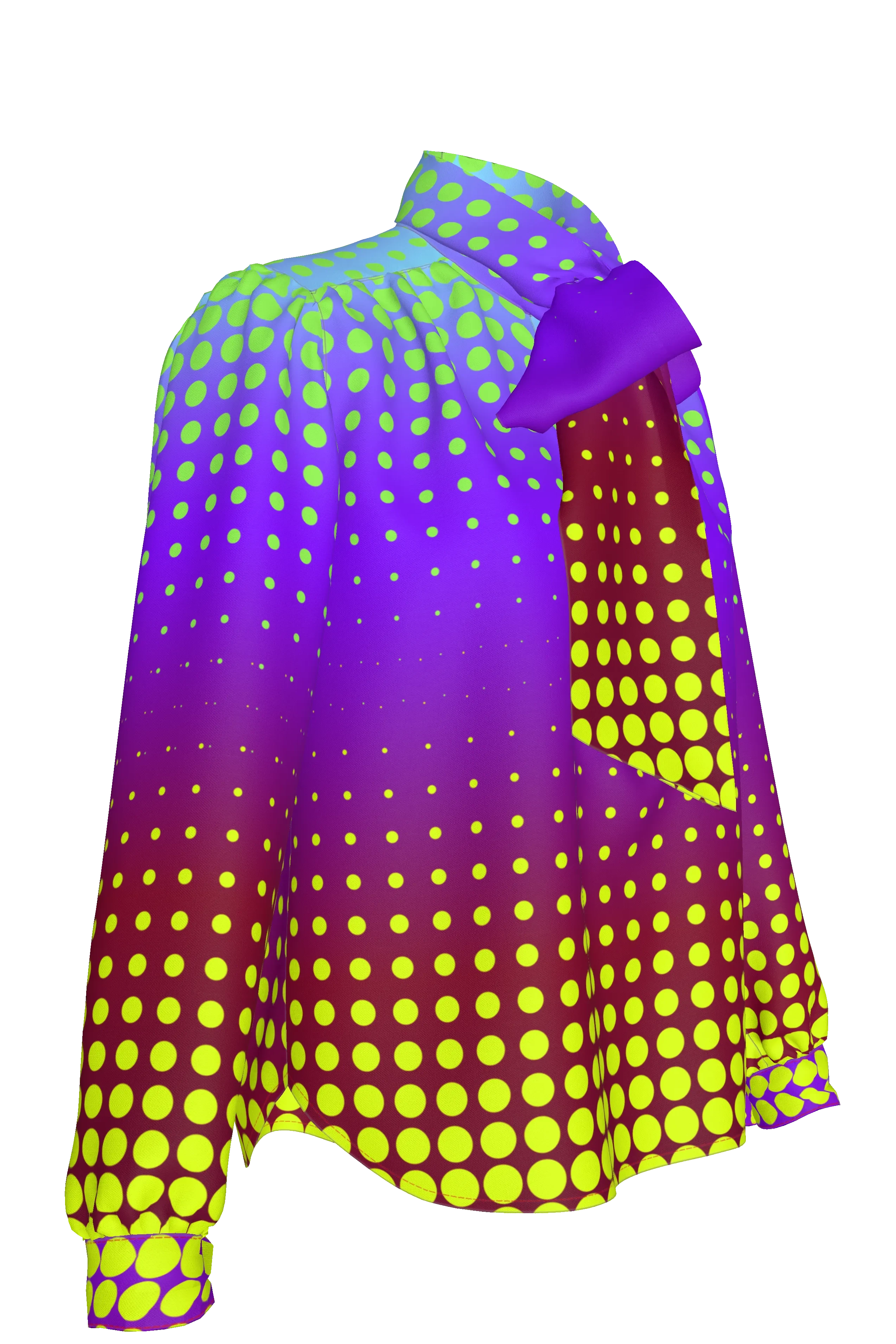 Ombre dot Bow Blouse