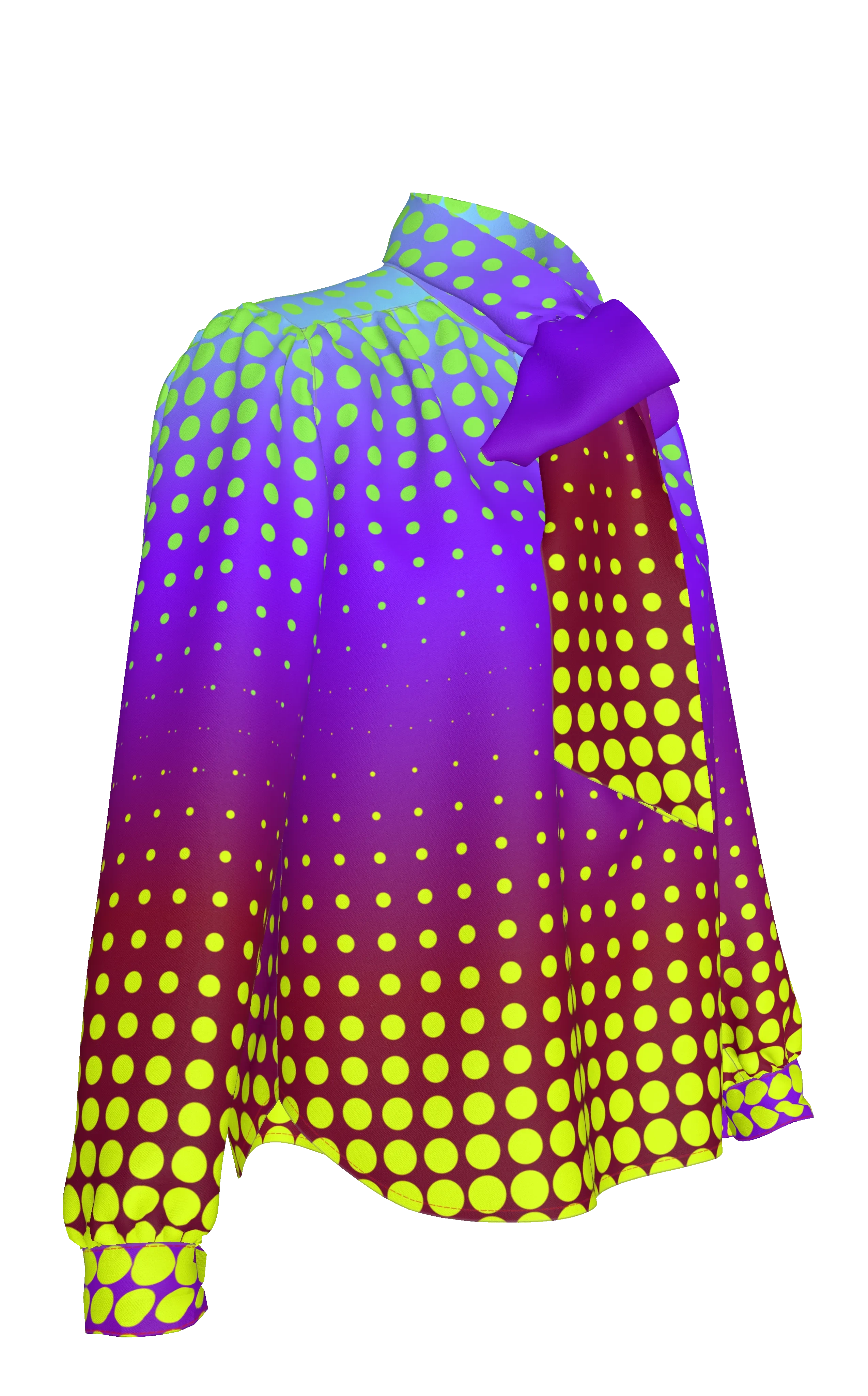 Ombre dot Bow Blouse