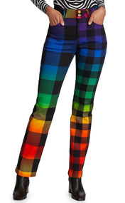 Rainbow Gingham Flare Jean