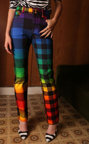 Rainbow Gingham Flare Jean