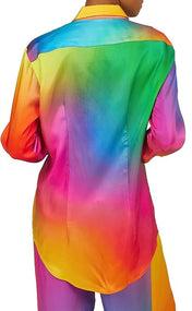 Rainbow Gradient Button-Up in Cupro