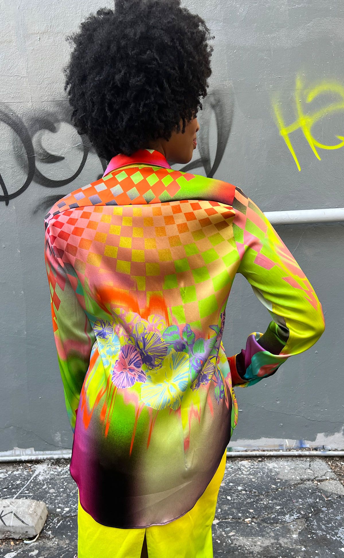 Graffiti Silk Button Up Shirt