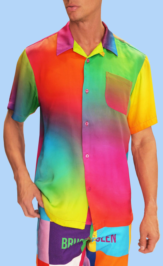 Unisex "Rainbow Gradient" Silk Camp Shirt
