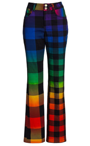 Rainbow Gingham Flare Jean
