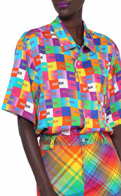 Unisex "Happy" Print Camp Shirt