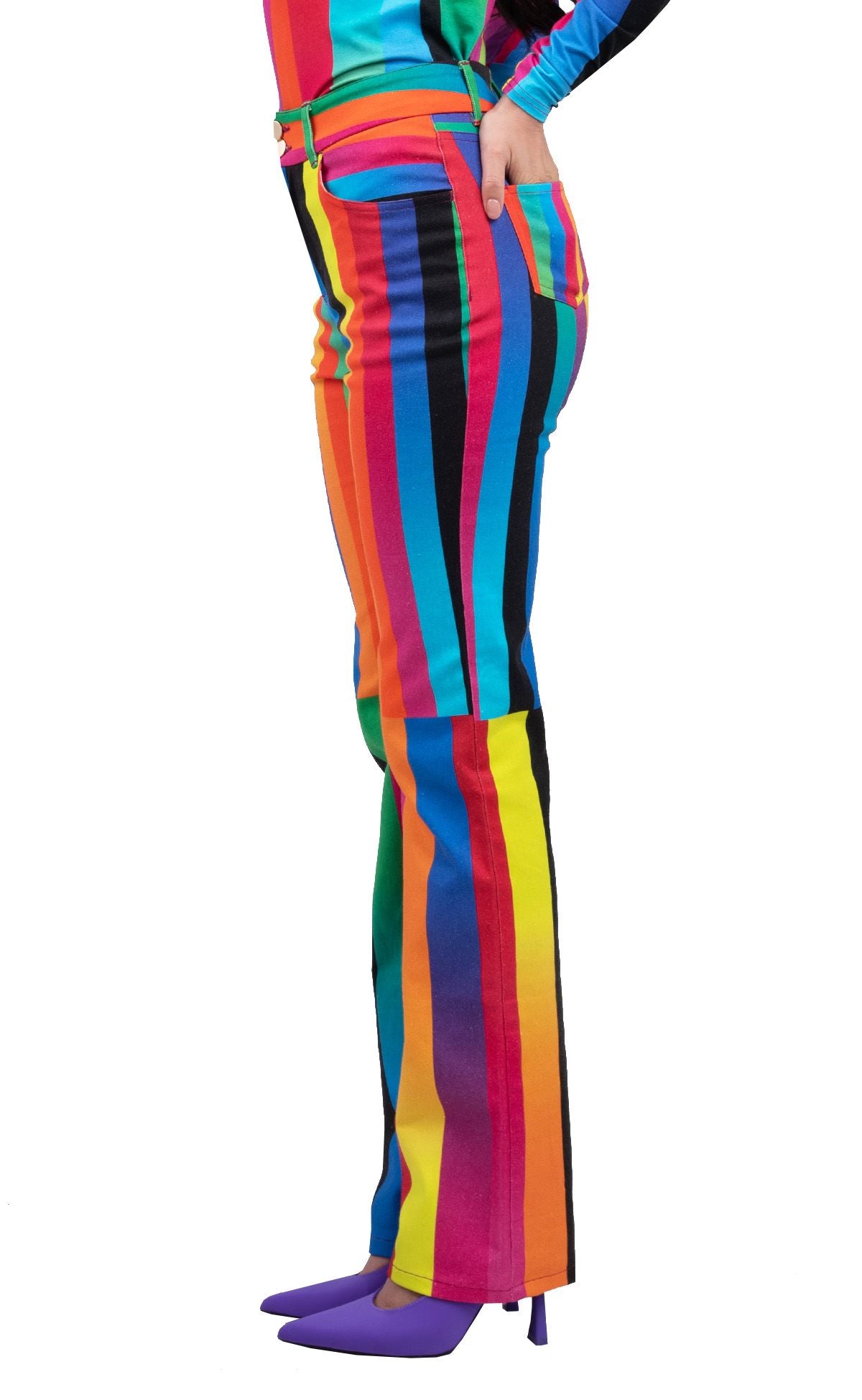 Light Beam Stripe Flare Jeans