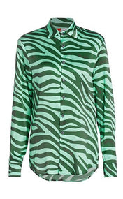 Mint Zebra Silk Button Up Shirt