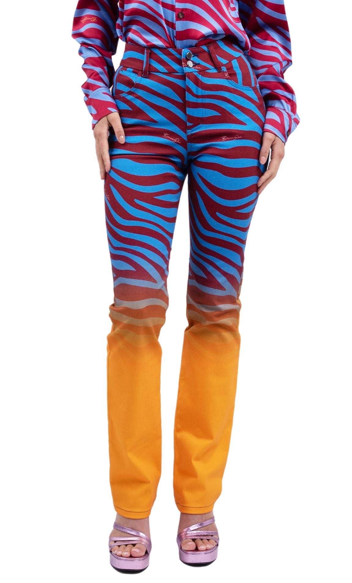 Blue Zebra Flare Jeans