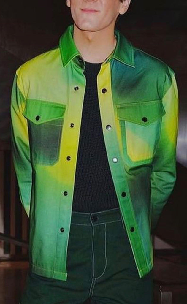 Unisex Acid Green Gradient Shirt Jacket