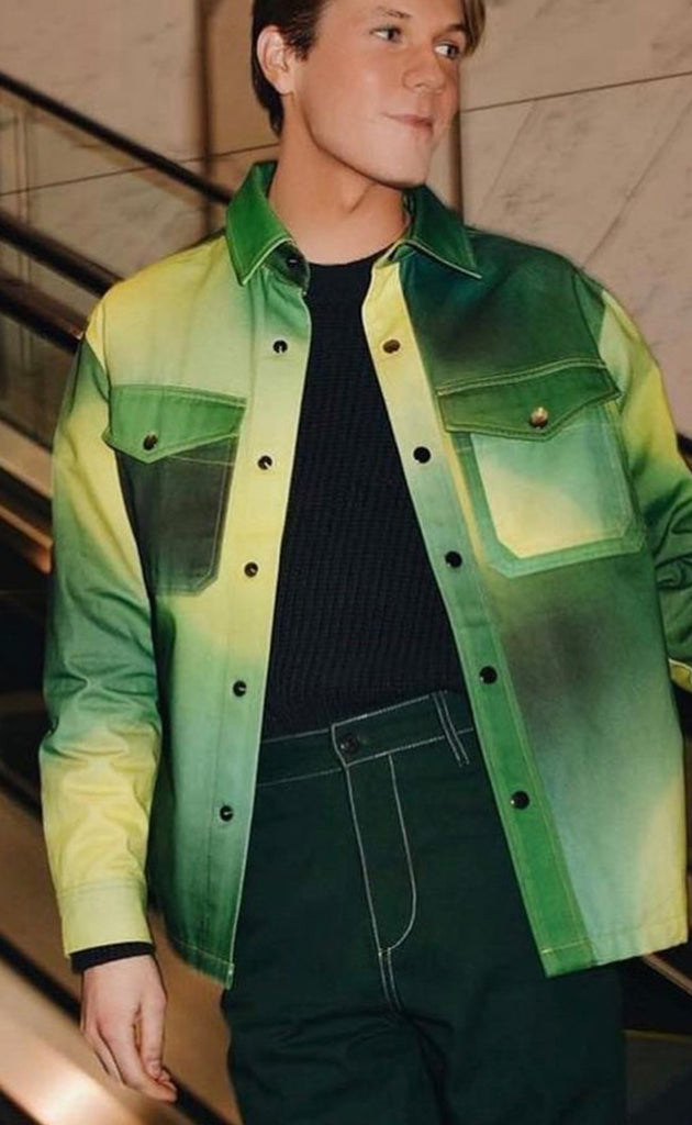 Unisex Acid Green Gradient Shirt Jacket