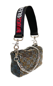Metallic Mix Check Sparkle Pouchette with 'Logo' Handle
