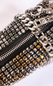 Metallic Mix Check Sparkle Pouchette with 'Logo' Handle